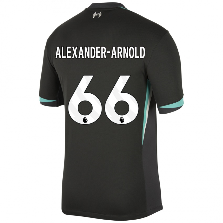 Bambino Maglia Trent Alexander-Arnold #66 Nero Antracite Bianco Kit Gara Away 2024/25 Maglietta