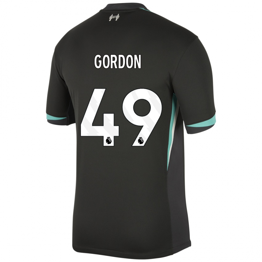 Bambino Maglia Kaide Gordon #49 Nero Antracite Bianco Kit Gara Away 2024/25 Maglietta