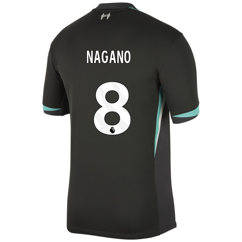 Bambino Maglia Fūka Nagano #8 Nero Antracite Bianco Kit Gara Away 2024/25 Maglietta