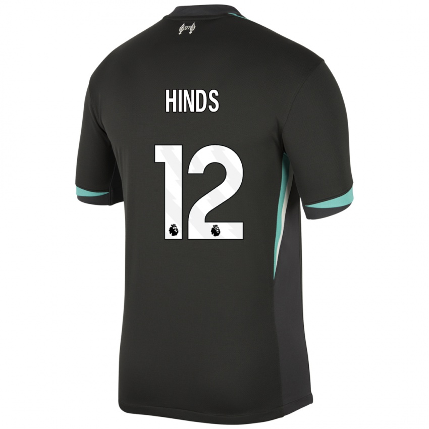 Bambino Maglia Taylor Hinds #12 Nero Antracite Bianco Kit Gara Away 2024/25 Maglietta