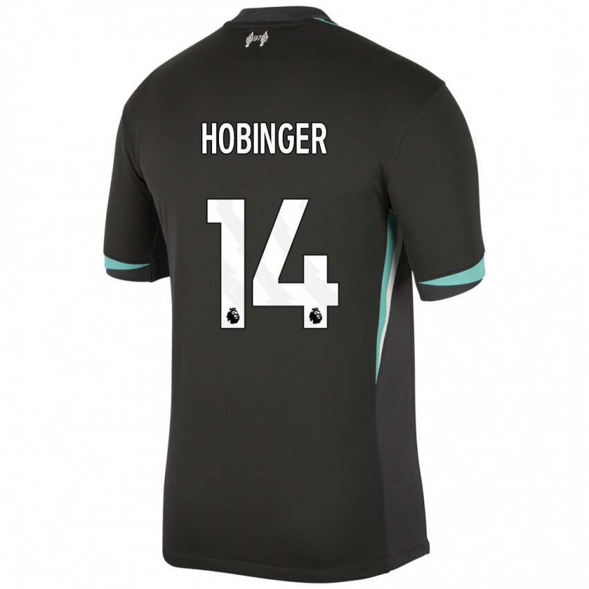 Bambino Maglia Marie Höbinger #14 Nero Antracite Bianco Kit Gara Away 2024/25 Maglietta