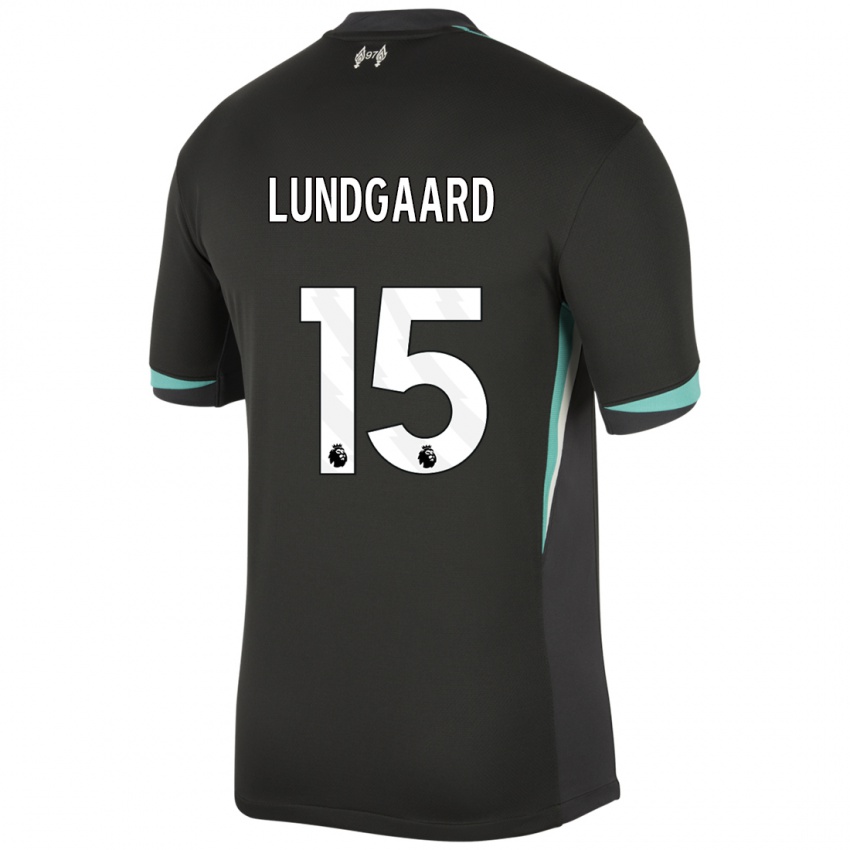 Bambino Maglia Sofie Lundgaard #15 Nero Antracite Bianco Kit Gara Away 2024/25 Maglietta