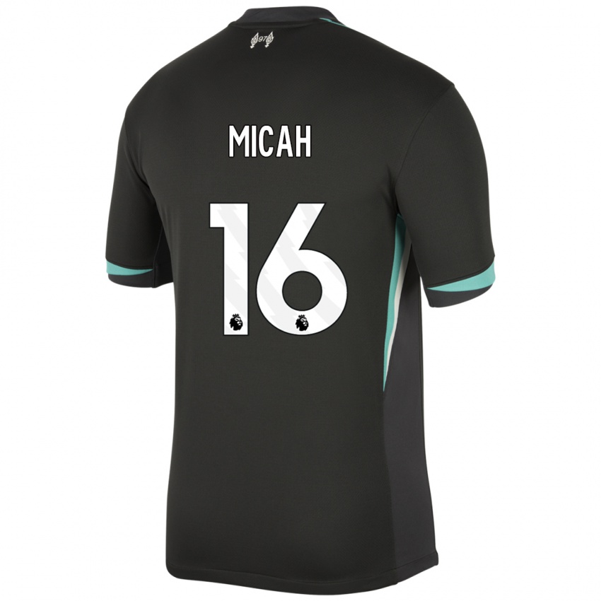 Bambino Maglia Teagan Micah #16 Nero Antracite Bianco Kit Gara Away 2024/25 Maglietta