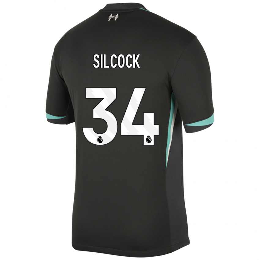 Bambino Maglia Hannah Silcock #34 Nero Antracite Bianco Kit Gara Away 2024/25 Maglietta