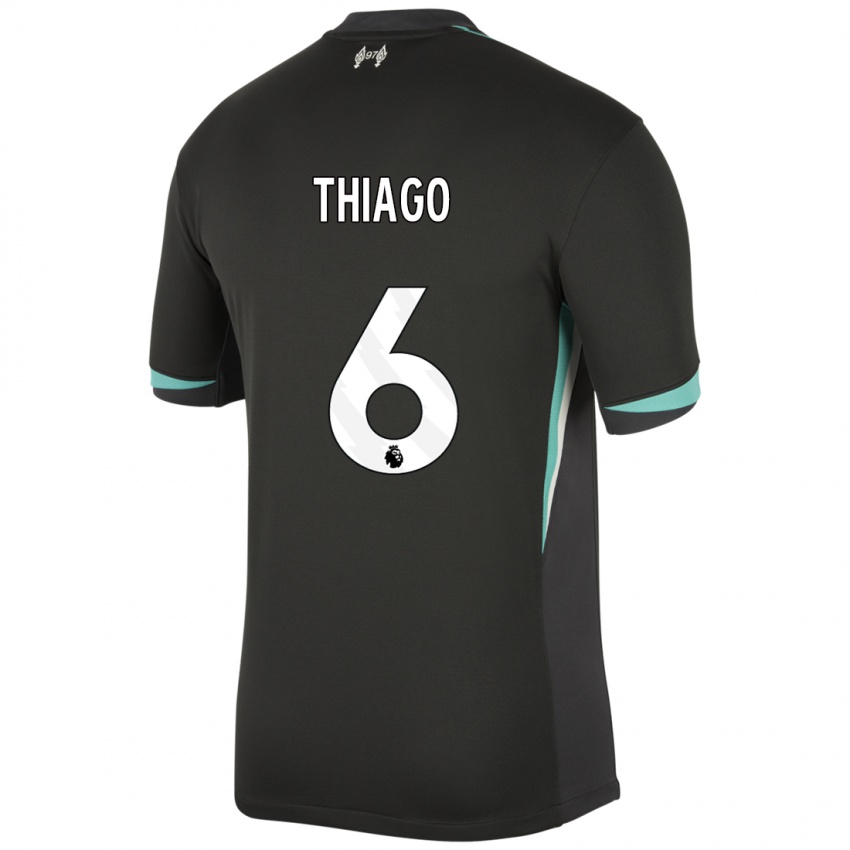 Bambino Maglia Thiago #6 Nero Antracite Bianco Kit Gara Away 2024/25 Maglietta