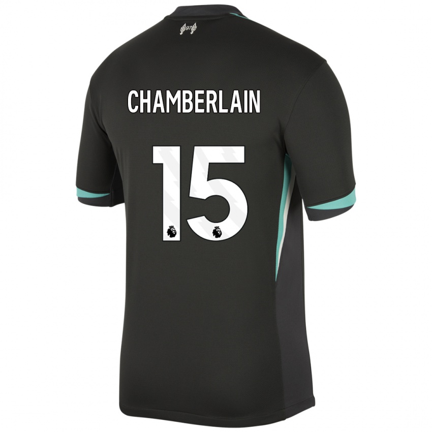 Bambino Maglia Alex Oxlade Chamberlain #15 Nero Antracite Bianco Kit Gara Away 2024/25 Maglietta