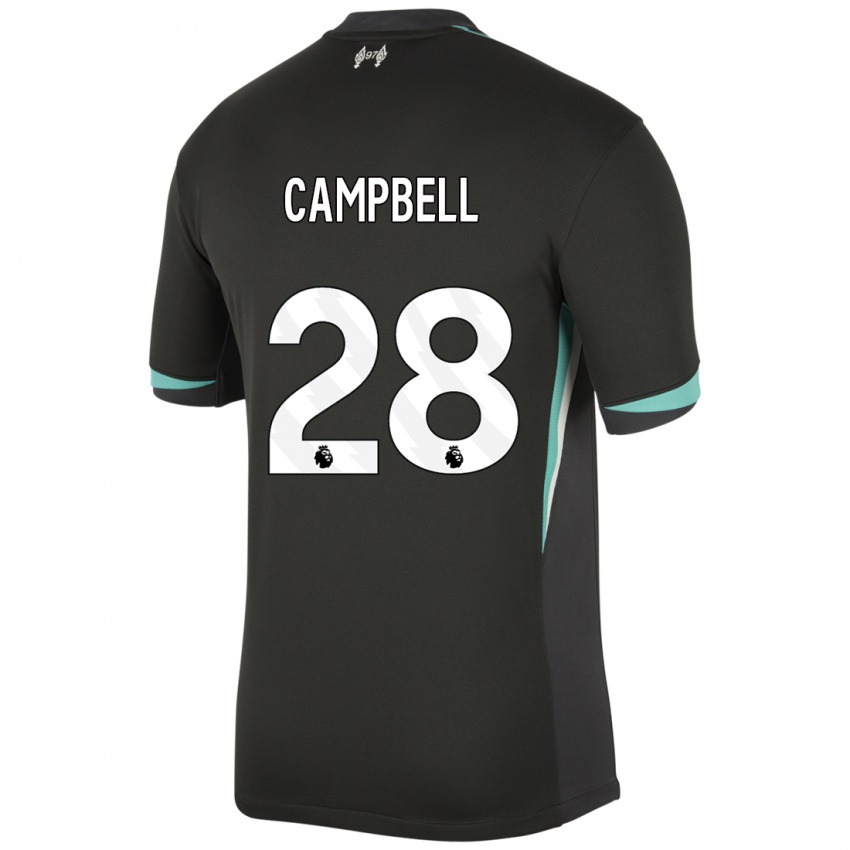 Bambino Maglia Megan Campbell #28 Nero Antracite Bianco Kit Gara Away 2024/25 Maglietta