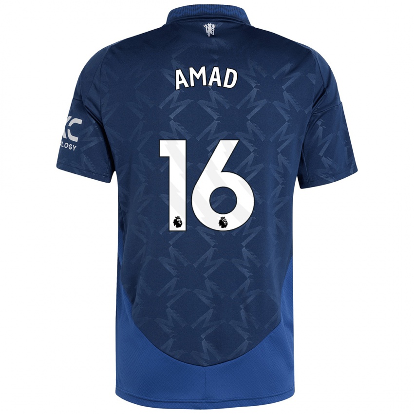 Bambino Maglia Amad Diallo #16 Indaco Kit Gara Away 2024/25 Maglietta