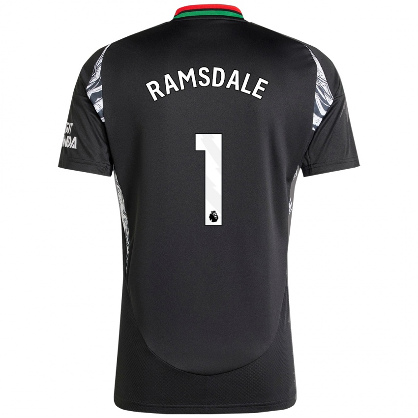 Bambino Maglia Aaron Ramsdale #1 Nero Kit Gara Away 2024/25 Maglietta