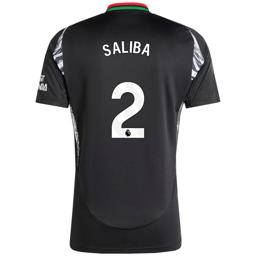 Bambino Maglia William Saliba #2 Nero Kit Gara Away 2024/25 Maglietta