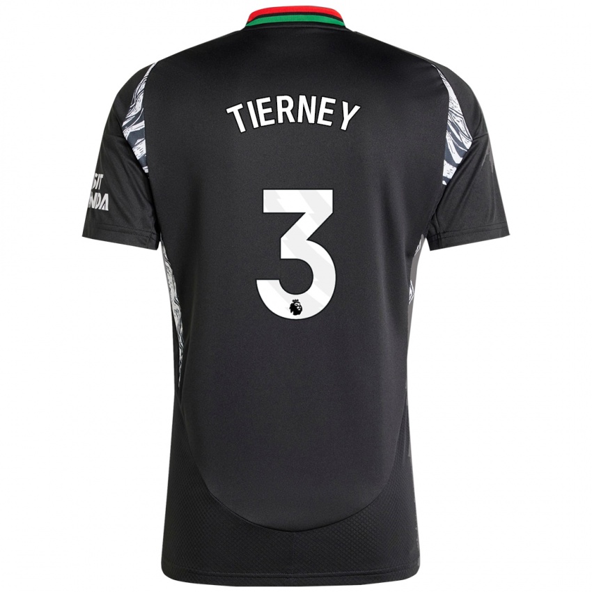 Bambino Maglia Kieran Tierney #3 Nero Kit Gara Away 2024/25 Maglietta