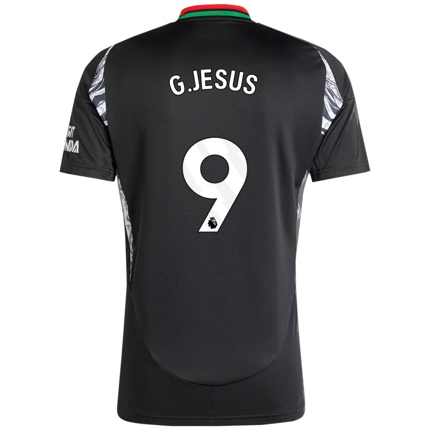 Bambino Maglia Gabriel Jesus #9 Nero Kit Gara Away 2024/25 Maglietta