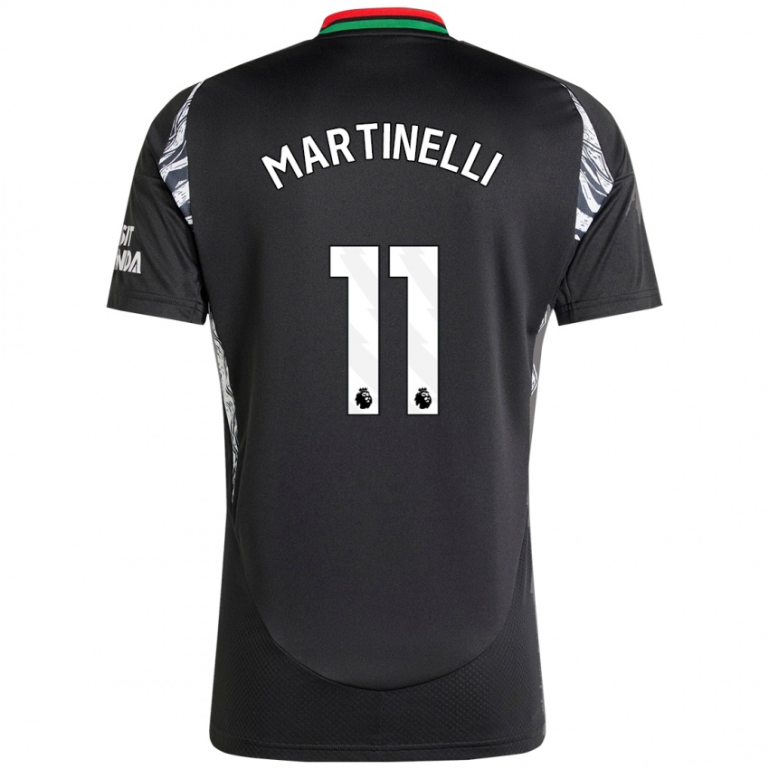 Bambino Maglia Gabriel Martinelli #11 Nero Kit Gara Away 2024/25 Maglietta