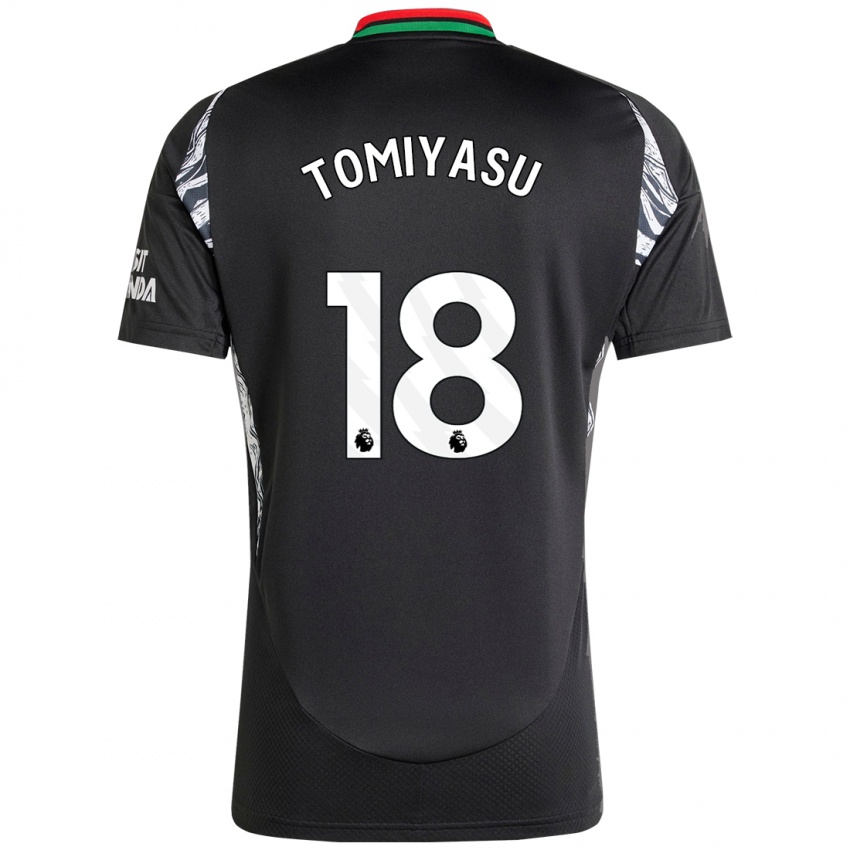 Bambino Maglia Takehiro Tomiyasu #18 Nero Kit Gara Away 2024/25 Maglietta