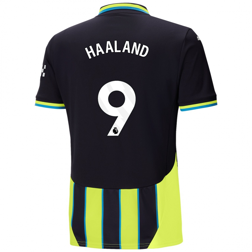 Bambino Maglia Erling Haaland #9 Blu Giallo Kit Gara Away 2024/25 Maglietta