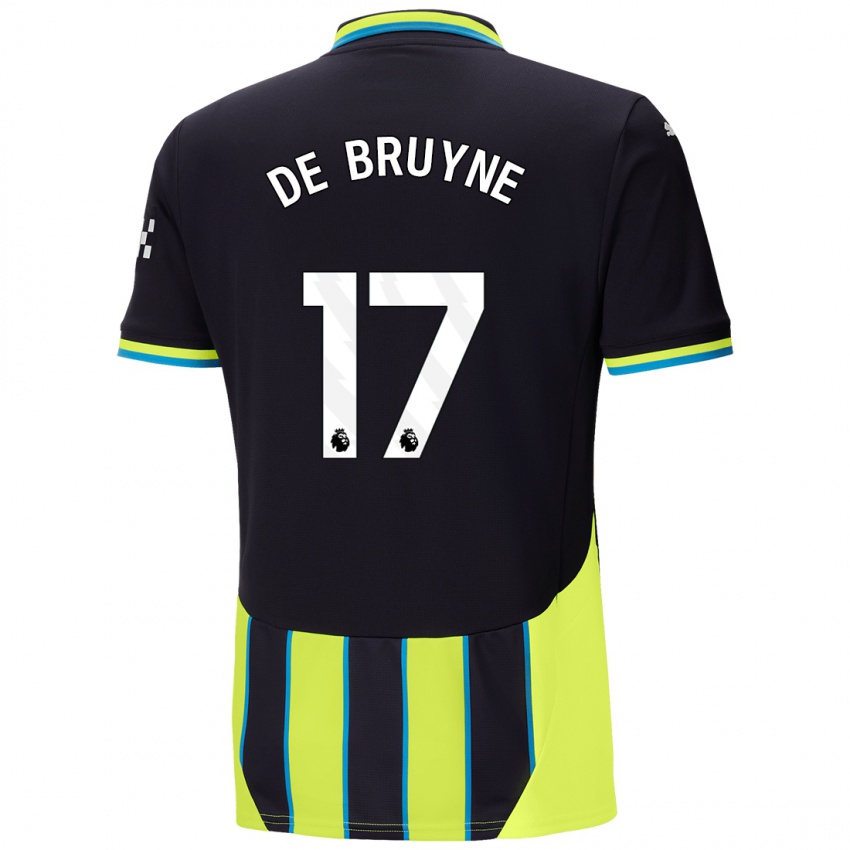 Bambino Maglia Kevin De Bruyne #17 Blu Giallo Kit Gara Away 2024/25 Maglietta