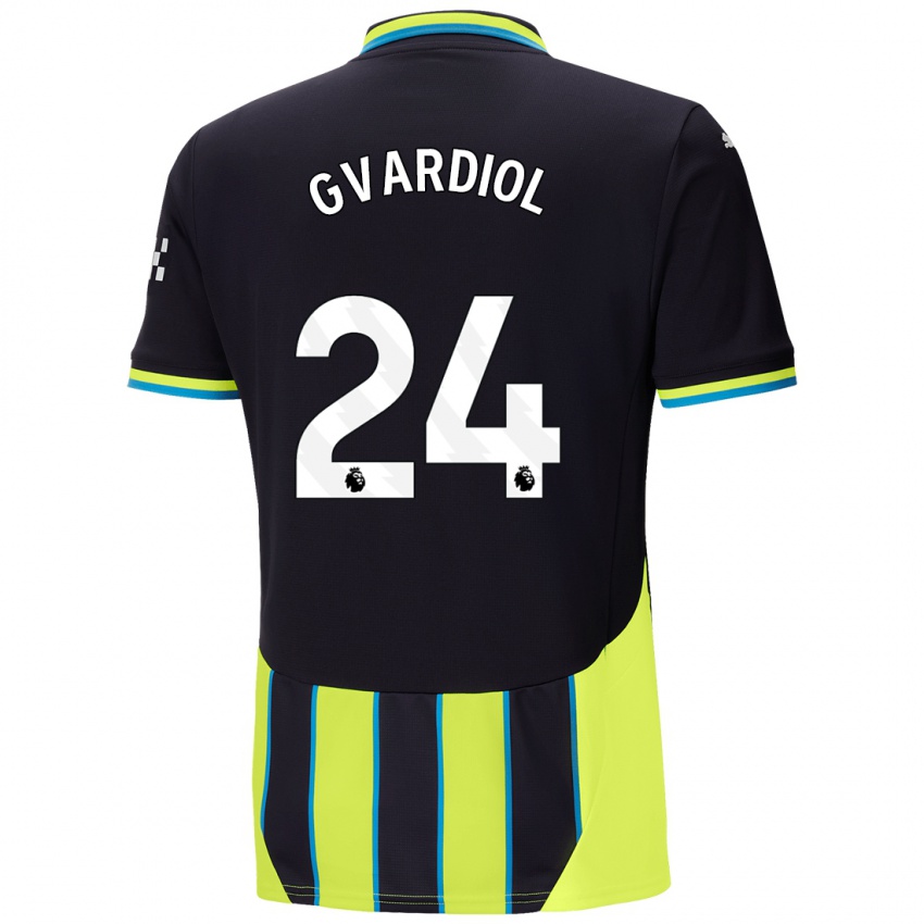 Bambino Maglia Josko Gvardiol #24 Blu Giallo Kit Gara Away 2024/25 Maglietta