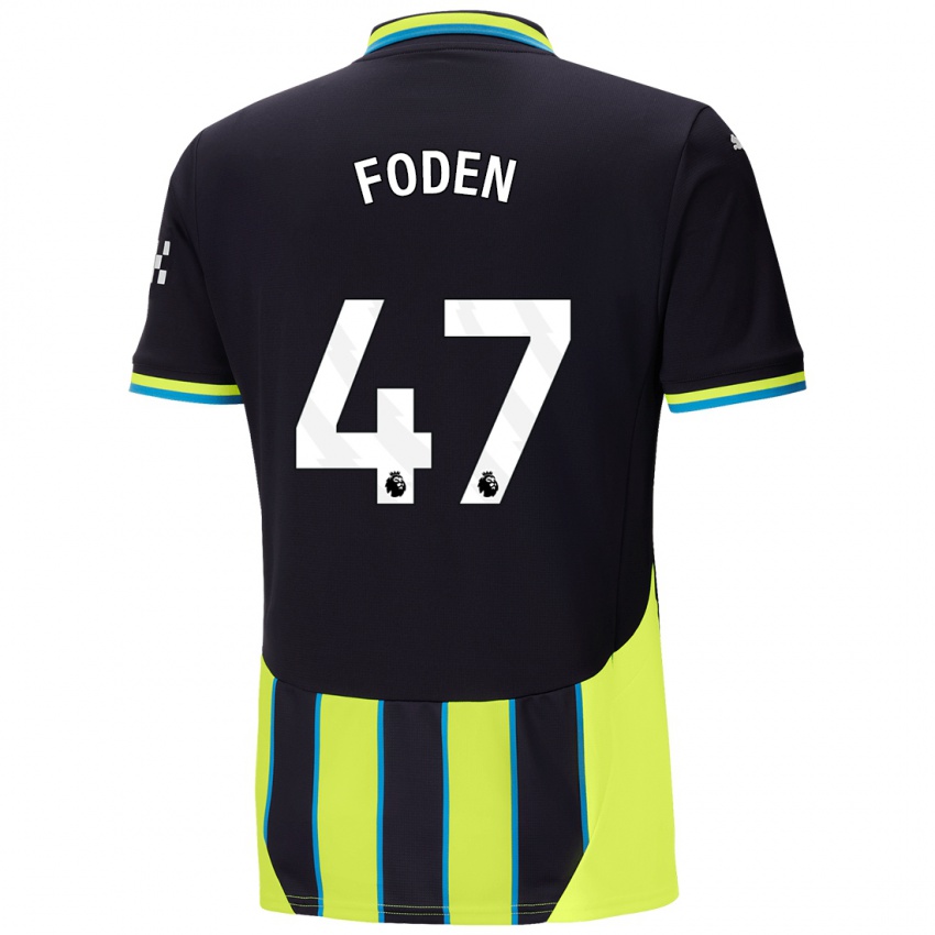 Bambino Maglia Phil Foden #47 Blu Giallo Kit Gara Away 2024/25 Maglietta