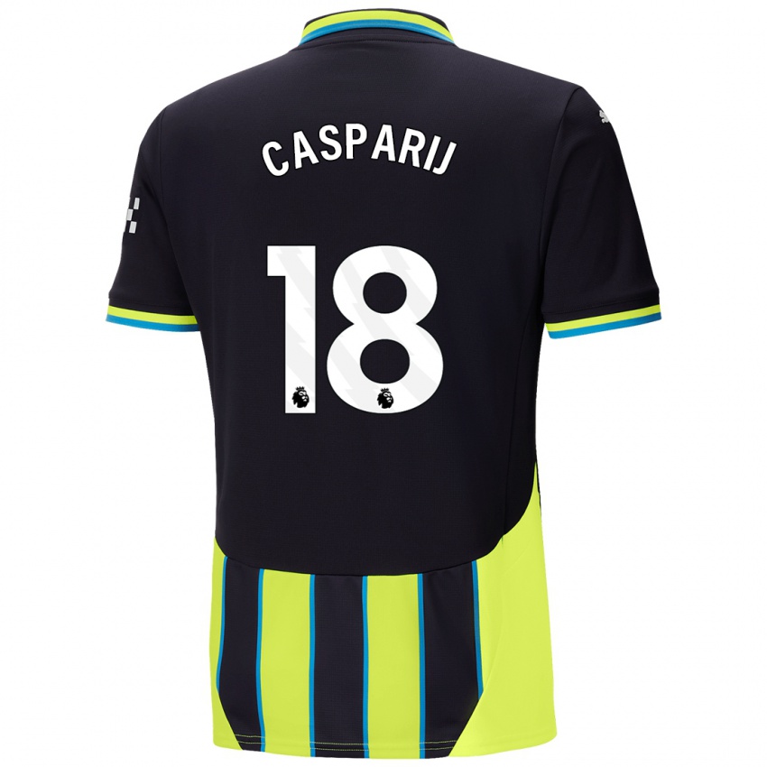 Bambino Maglia Kerstin Casparij #18 Blu Giallo Kit Gara Away 2024/25 Maglietta