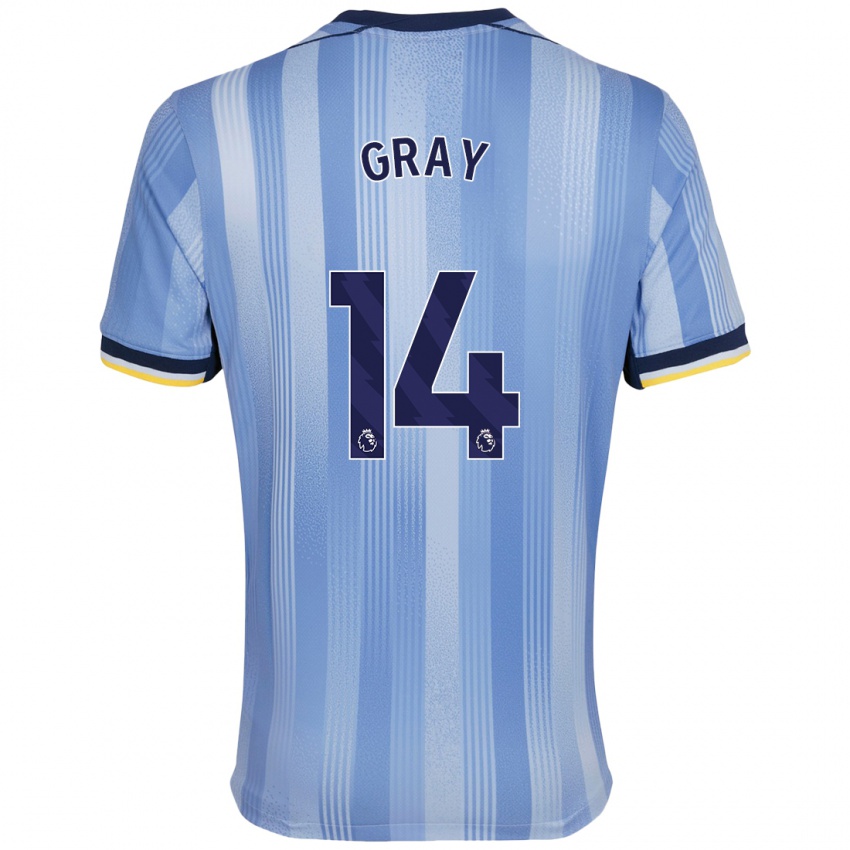 Bambino Maglia Archie Gray #14 Azzurro Chiaro Kit Gara Away 2024/25 Maglietta