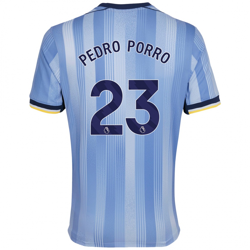 Bambino Maglia Pedro Porro #23 Azzurro Chiaro Kit Gara Away 2024/25 Maglietta