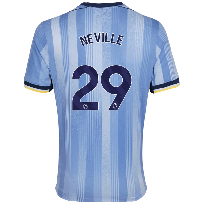 Bambino Maglia Ashleigh Neville #29 Azzurro Chiaro Kit Gara Away 2024/25 Maglietta