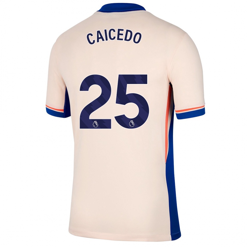 Bambino Maglia Moisés Caicedo #25 Beige Chiaro Kit Gara Away 2024/25 Maglietta