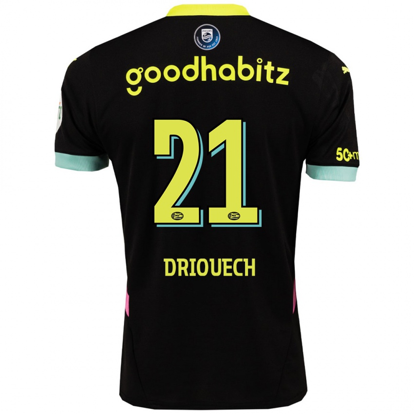 Bambino Maglia Couhaib Driouech #21 Nero Giallo Kit Gara Away 2024/25 Maglietta