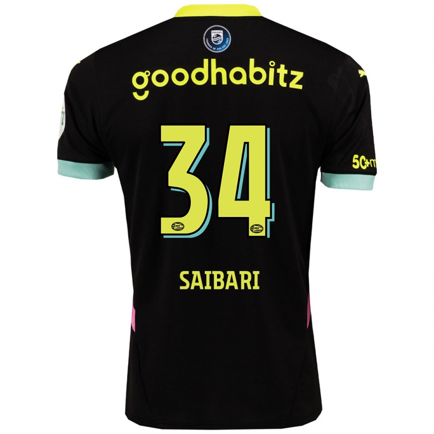 Bambino Maglia Ismael Saibari #34 Nero Giallo Kit Gara Away 2024/25 Maglietta