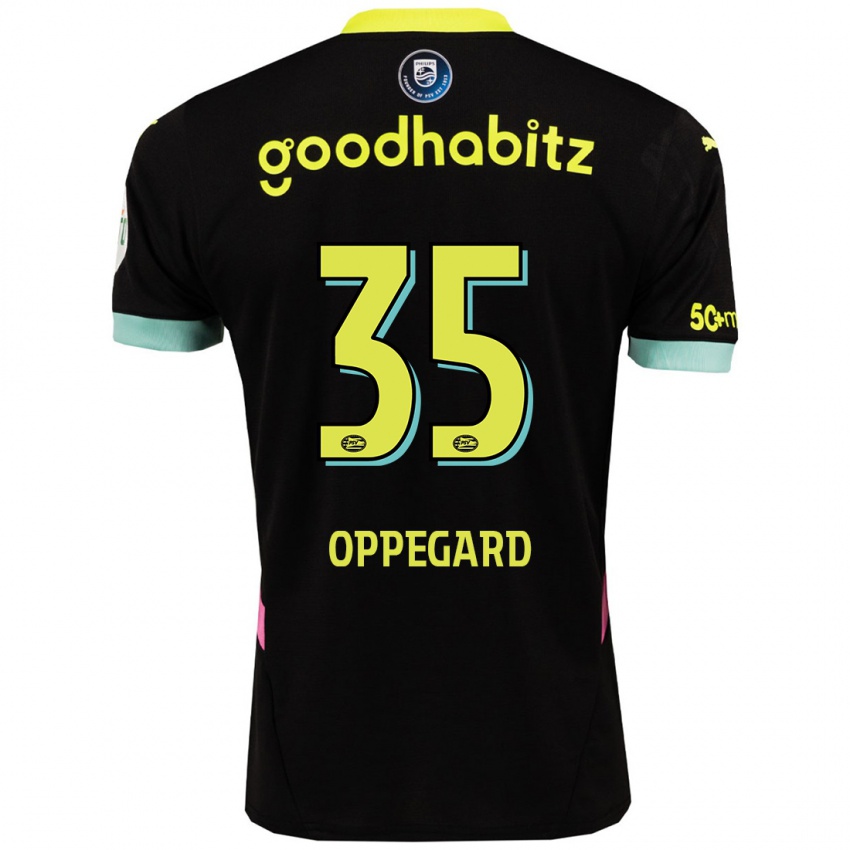 Bambino Maglia Fredrik Oppegard #35 Nero Giallo Kit Gara Away 2024/25 Maglietta