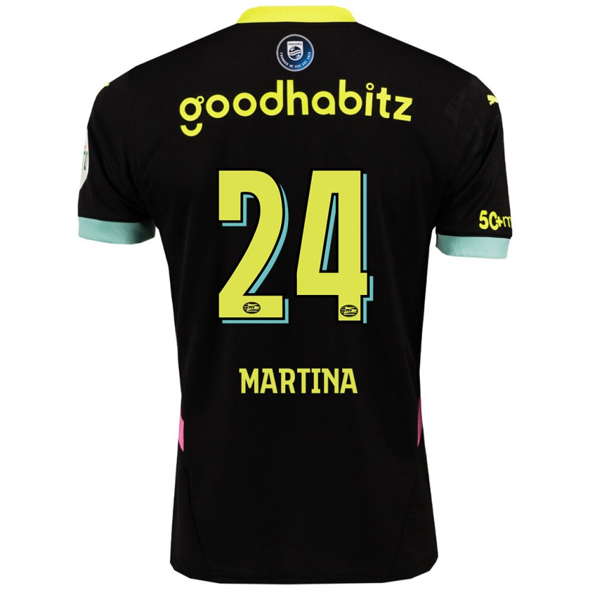 Bambino Maglia Shijona Martina #24 Nero Giallo Kit Gara Away 2024/25 Maglietta