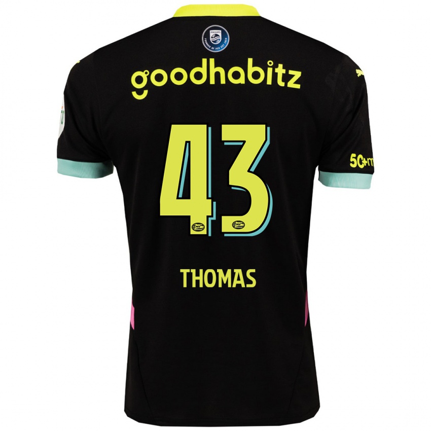 Bambino Maglia Kealyn Thomas #43 Nero Giallo Kit Gara Away 2024/25 Maglietta