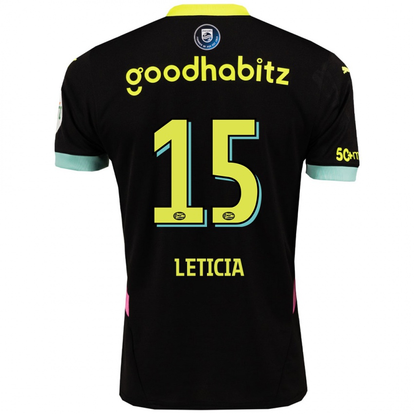 Bambino Maglia Brazil Bra Leticia #15 Nero Giallo Kit Gara Away 2024/25 Maglietta