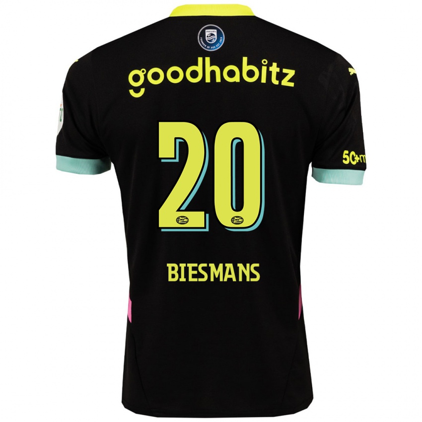 Bambino Maglia Julie Biesmans #20 Nero Giallo Kit Gara Away 2024/25 Maglietta