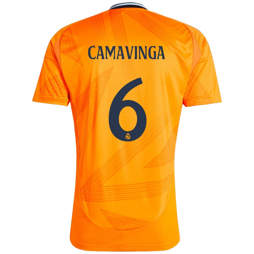 Bambino Maglia Eduardo Camavinga #6 Arancione Kit Gara Away 2024/25 Maglietta