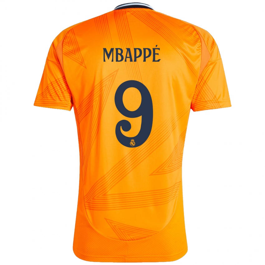 Bambino Maglia Kylian Mbappe #9 Arancione Kit Gara Away 2024/25 Maglietta