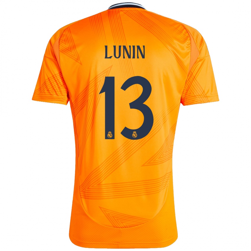 Bambino Maglia Andriy Lunin #13 Arancione Kit Gara Away 2024/25 Maglietta