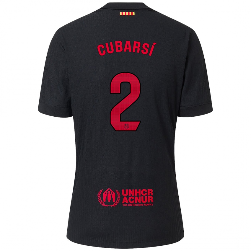 Bambino Maglia Pau Cubarsí #2 Nero Rosso Kit Gara Away 2024/25 Maglietta