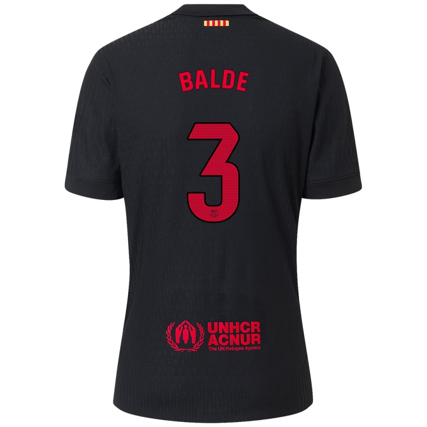 Bambino Maglia Alejandro Balde #3 Nero Rosso Kit Gara Away 2024/25 Maglietta