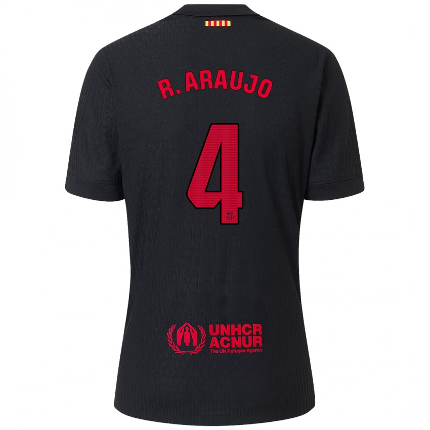 Bambino Maglia Ronald Araujo #4 Nero Rosso Kit Gara Away 2024/25 Maglietta