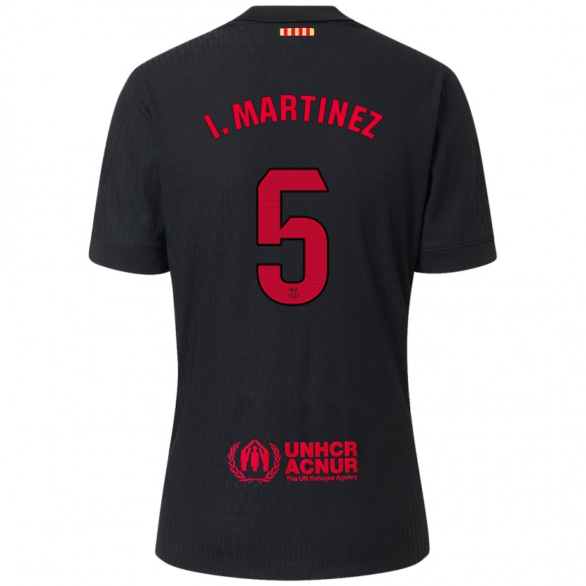 Bambino Maglia Iñigo Martínez #5 Nero Rosso Kit Gara Away 2024/25 Maglietta