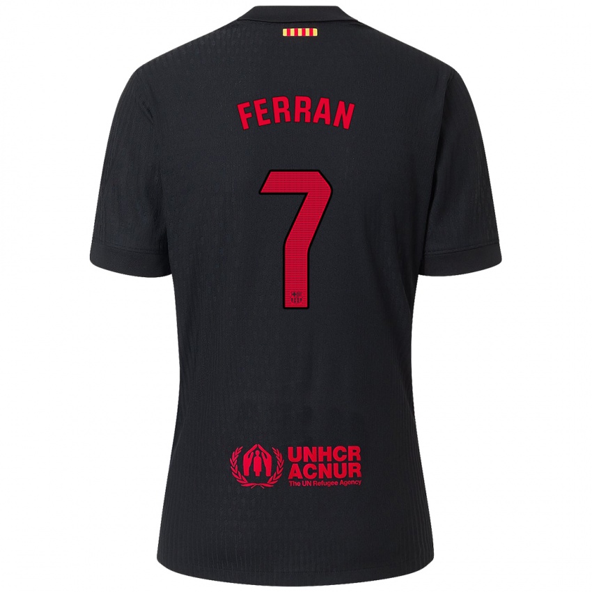 Bambino Maglia Ferran Torres #7 Nero Rosso Kit Gara Away 2024/25 Maglietta