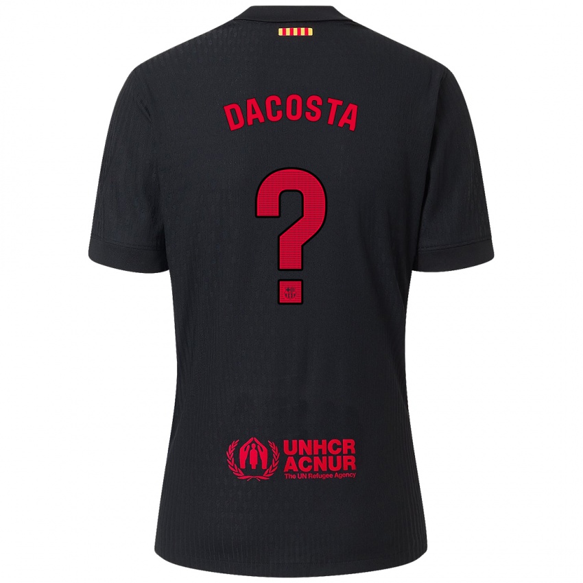 Bambino Maglia Raúl Dacosta #0 Nero Rosso Kit Gara Away 2024/25 Maglietta