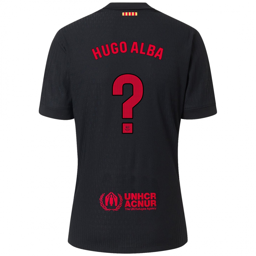 Bambino Maglia Hugo Alba #0 Nero Rosso Kit Gara Away 2024/25 Maglietta