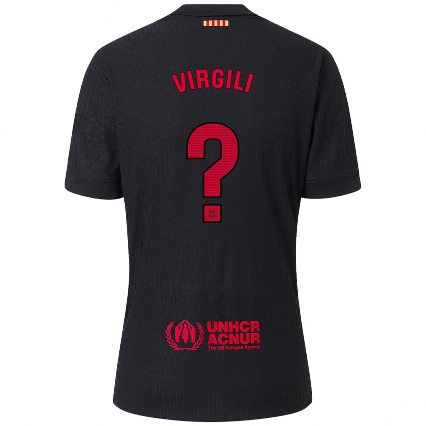 Bambino Maglia Jan Virgili #0 Nero Rosso Kit Gara Away 2024/25 Maglietta