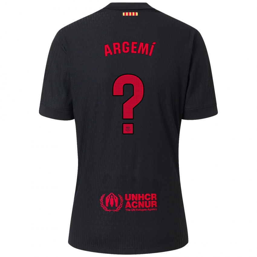 Bambino Maglia Adam Argemí #0 Nero Rosso Kit Gara Away 2024/25 Maglietta