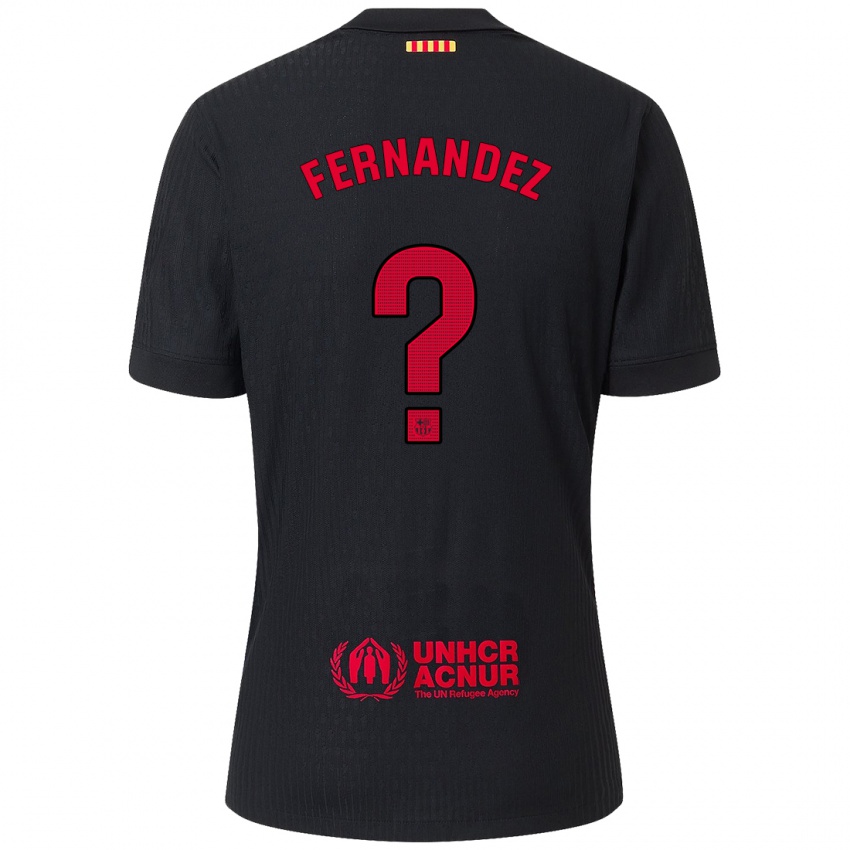 Bambino Maglia Pedro Fernández #0 Nero Rosso Kit Gara Away 2024/25 Maglietta