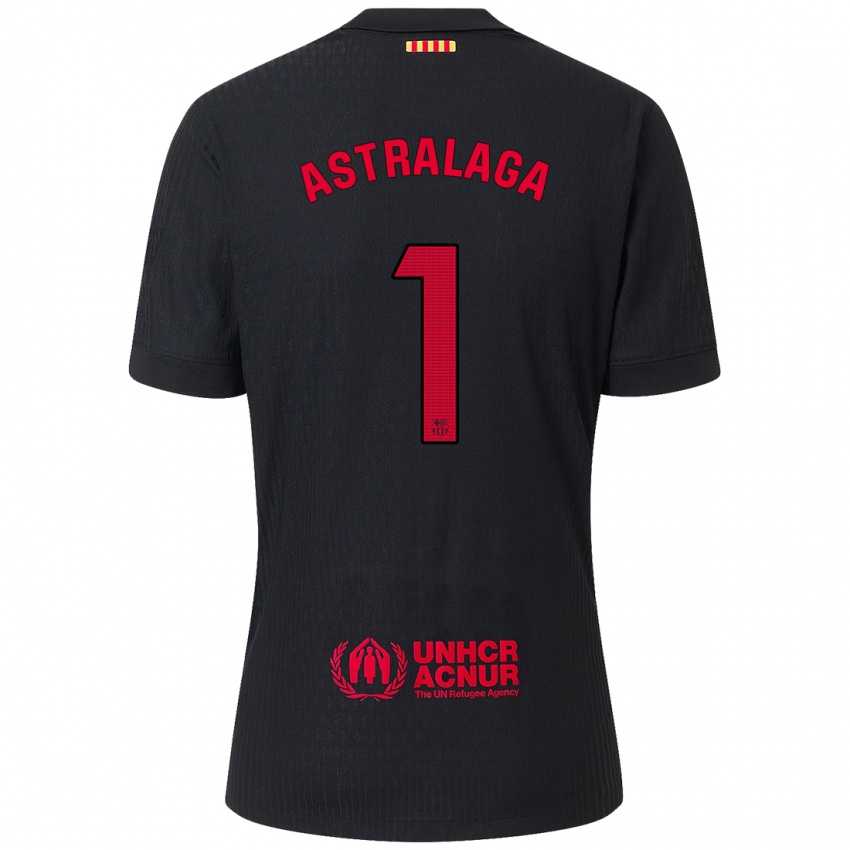 Bambino Maglia Ander Astralaga #1 Nero Rosso Kit Gara Away 2024/25 Maglietta