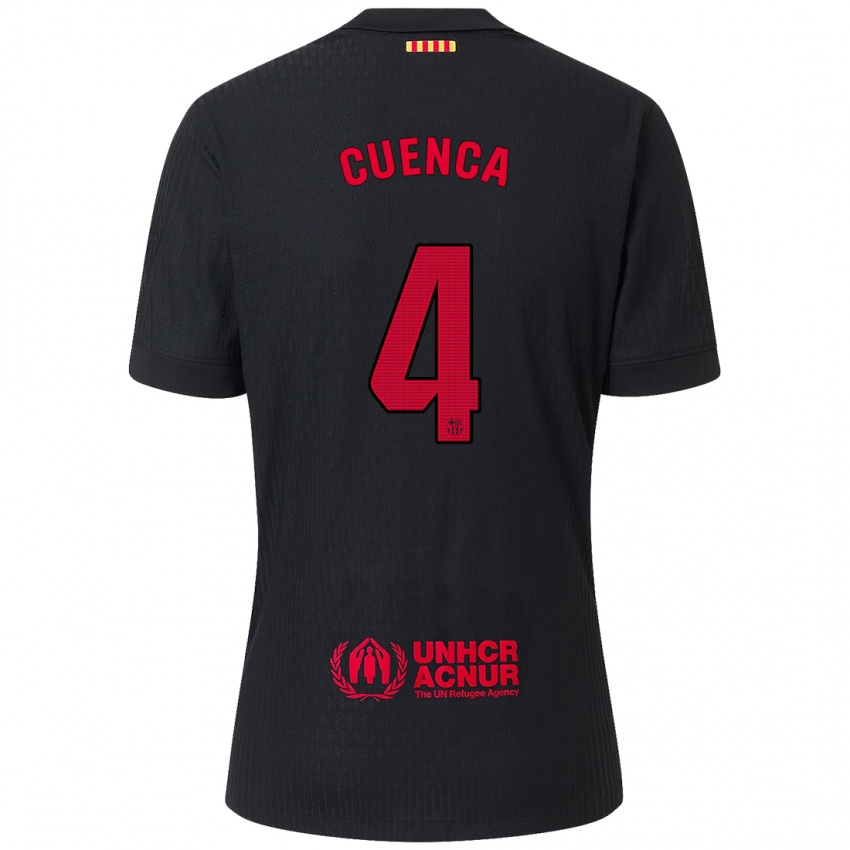 Bambino Maglia Andrés Cuenca #4 Nero Rosso Kit Gara Away 2024/25 Maglietta