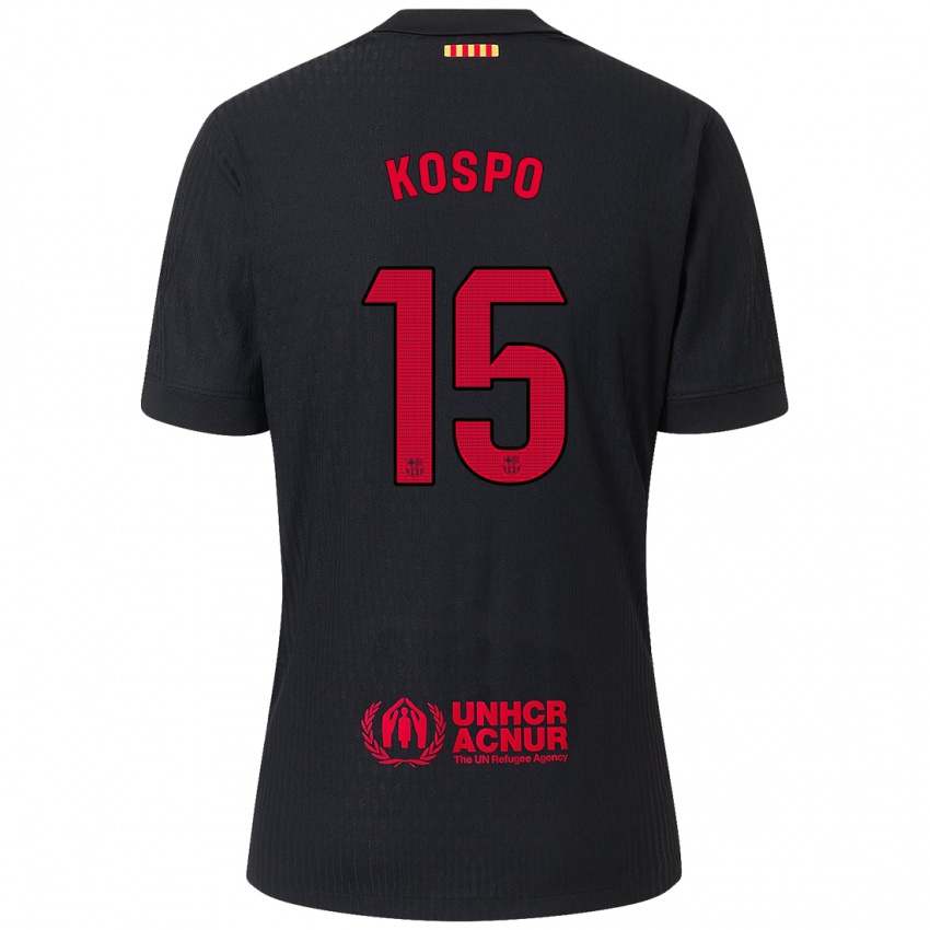 Bambino Maglia Eman Kospo #15 Nero Rosso Kit Gara Away 2024/25 Maglietta